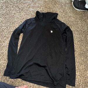 Black Long Sleeve Hoodie Top with Small White Logo